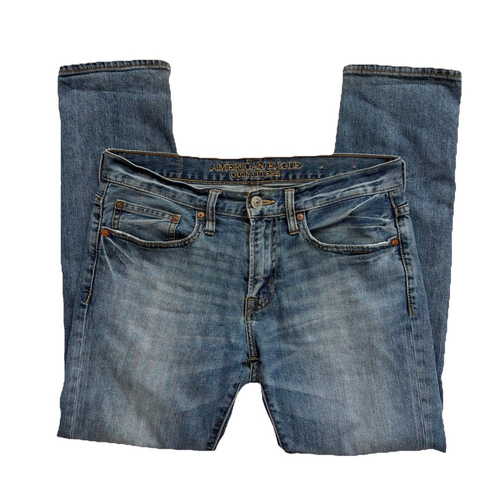 American Eagle Jeans Mens 31x30* Skinny Blue Medium Wash Cotton Blend Casual - Picture 11 of 11